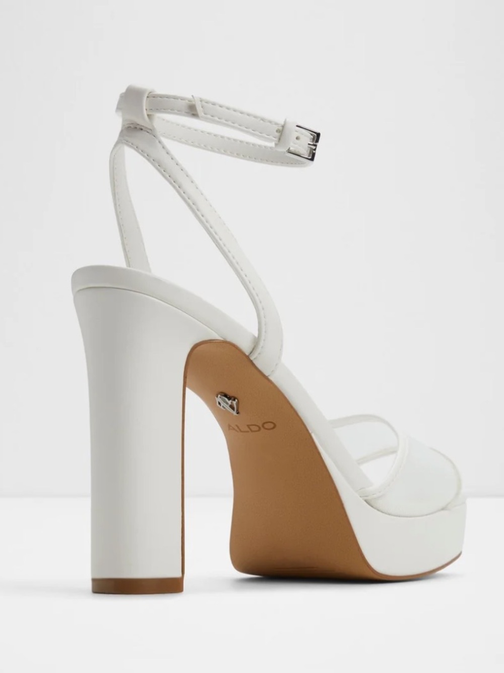 Aldo Chicglimmer White Platform Strappy Mesh Block Heel Bridal Sandals - Size 9 - Picture 3 of 14